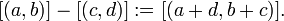 [(a,b)]-[(c,d)] := [(a+d,b+c)].\,