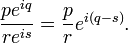 {p e^{iq} \over r e^{is}} = {p \over r}e^{i(q - s)}.