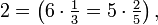 2=\left (6\cdot\tfrac{1}{3}=5\cdot\tfrac{2}{5}\right ),\;